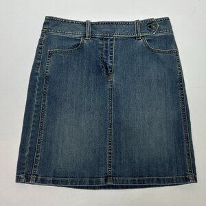 Ann Taylor Weekend Button-Waist Denim Mini Skirt Women’s 6 Stretch EXCELLENT
